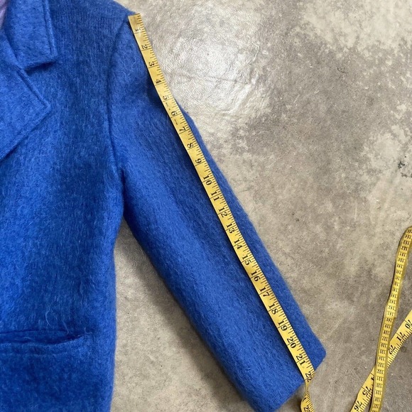 Wayne Stuart Blazer Womens Sz 10 Blue Wool Mohair Vtg Double Breasted Mid Length - Picture 3 of 7